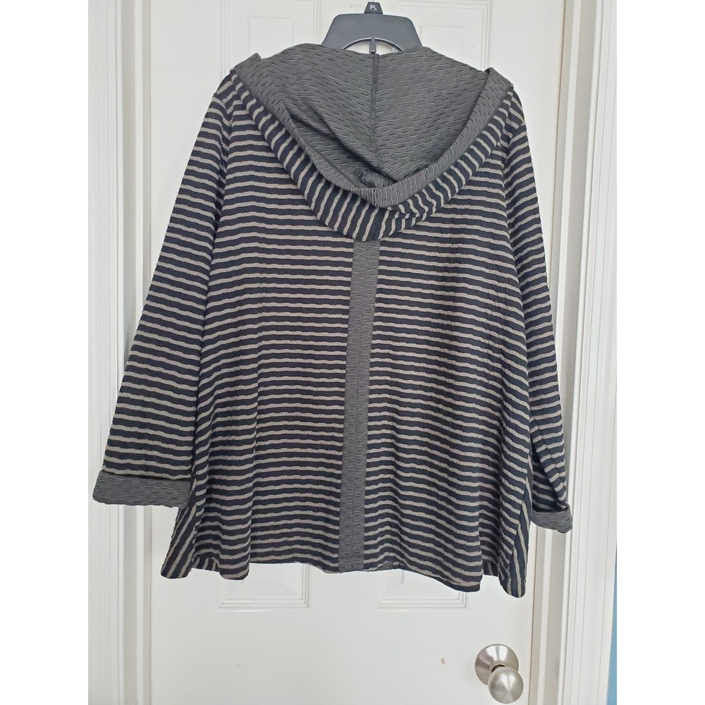 Habitat‎ Cardigan Jacket Lagenlook Striped Textured Hooded Coatigan Casual XL - Picture 4 of 8